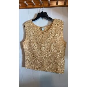 Dressbarn Textured Gold Sleeveless Tank Top